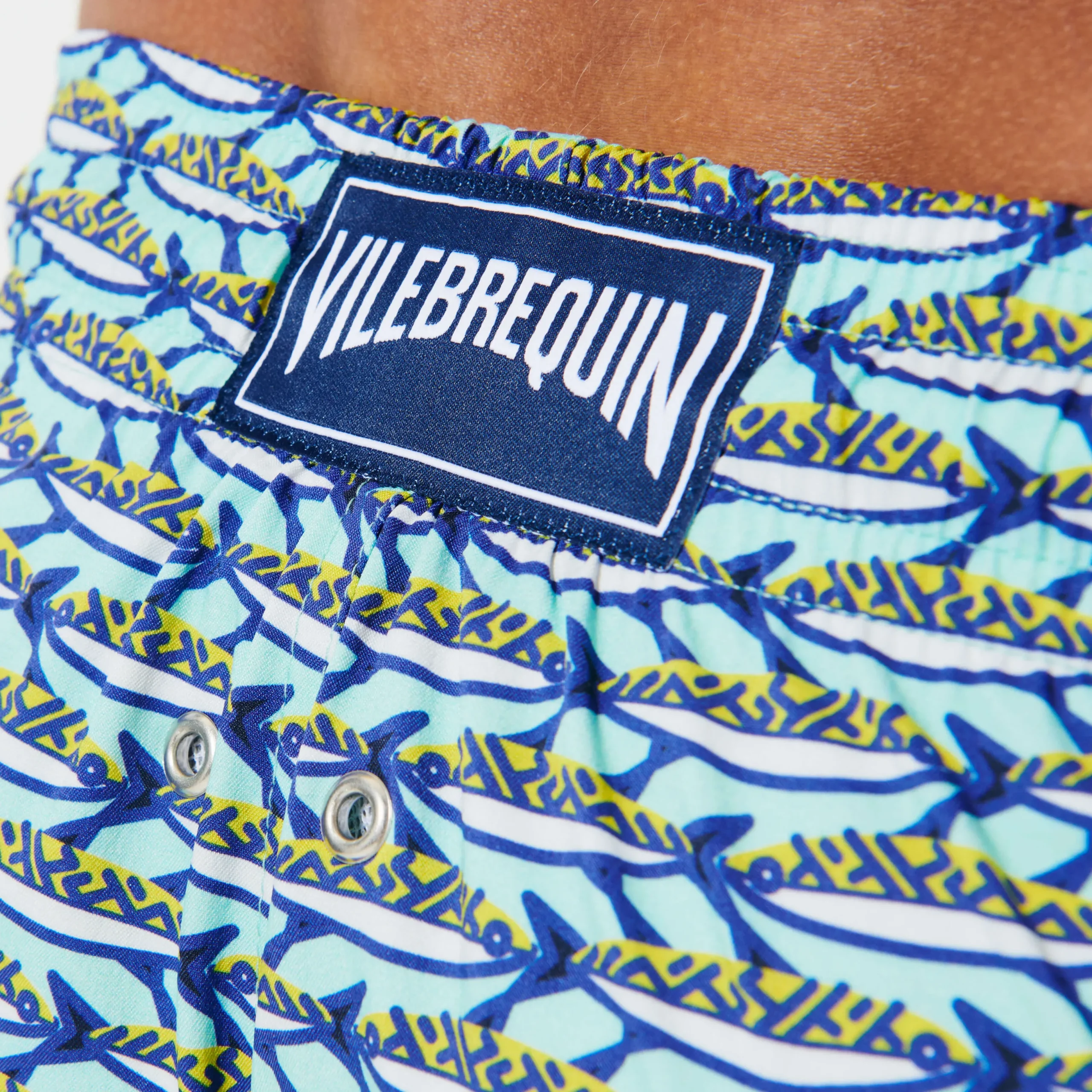 New Vilebrequin Men Stretch Swimwear Marbella Lagoon/Blue