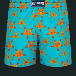 Store Vilebrequin Men Stretch Swimwear Starfish Dance Curacao/Blue