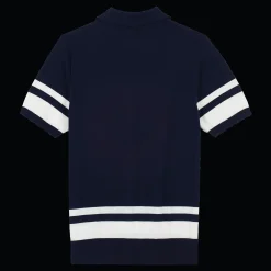 Online Vilebrequin Men Stripped Cotton Knit Polo Navy/Blue