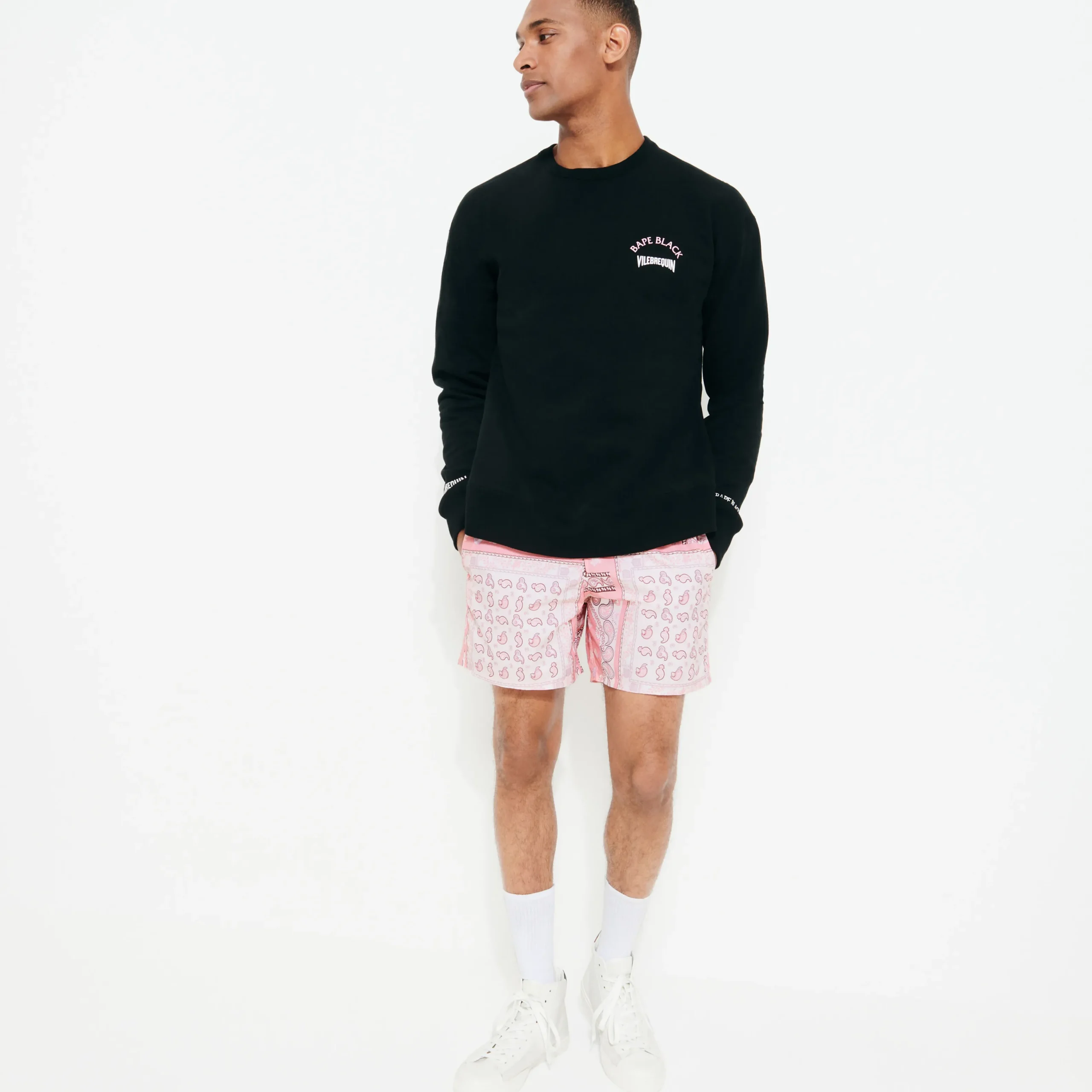 Fashion Vilebrequin Men Sweatshirt Turtles Printed - X Bape® Black Black/Black