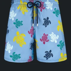 Online Vilebrequin Men Swim Shorts Ronde Des Tortues Multicolores Divine/Blue