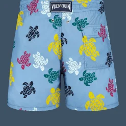 Online Vilebrequin Men Swim Shorts Ronde Des Tortues Multicolores Divine/Blue
