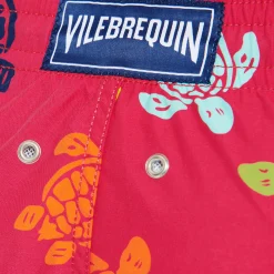 Shop Vilebrequin Men Swim Shorts Ronde Des Tortues Burgundy/Red