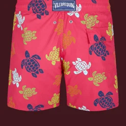 Shop Vilebrequin Men Swim Shorts Ronde Des Tortues Burgundy/Red