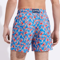 Flash Sale Vilebrequin Men Swim Shorts Ultra-Light And Packable Crabs & Shrimps Earthenware/Blue