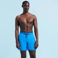 Online Vilebrequin Men Swim Shorts Water-Reactive Piranhas Earthenware/Blue