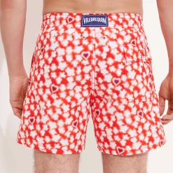 Fashion Vilebrequin Men Swim Trunks Attrape Coeur Poppy Red/Red