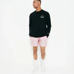 New Vilebrequin Men Swim Trunks Bandana - X Bape® Black Candy/Pink