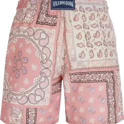 New Vilebrequin Men Swim Trunks Bandana - X Bape® Black Candy/Pink