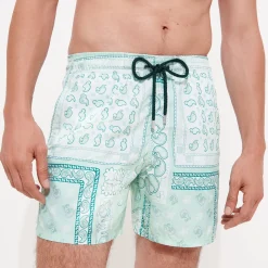 Sale Vilebrequin Men Swim Trunks Bandana - X Bape® Black Mint/Green