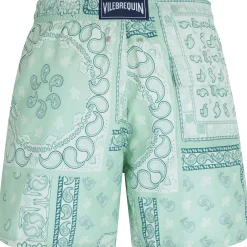 Sale Vilebrequin Men Swim Trunks Bandana - X Bape® Black Mint/Green