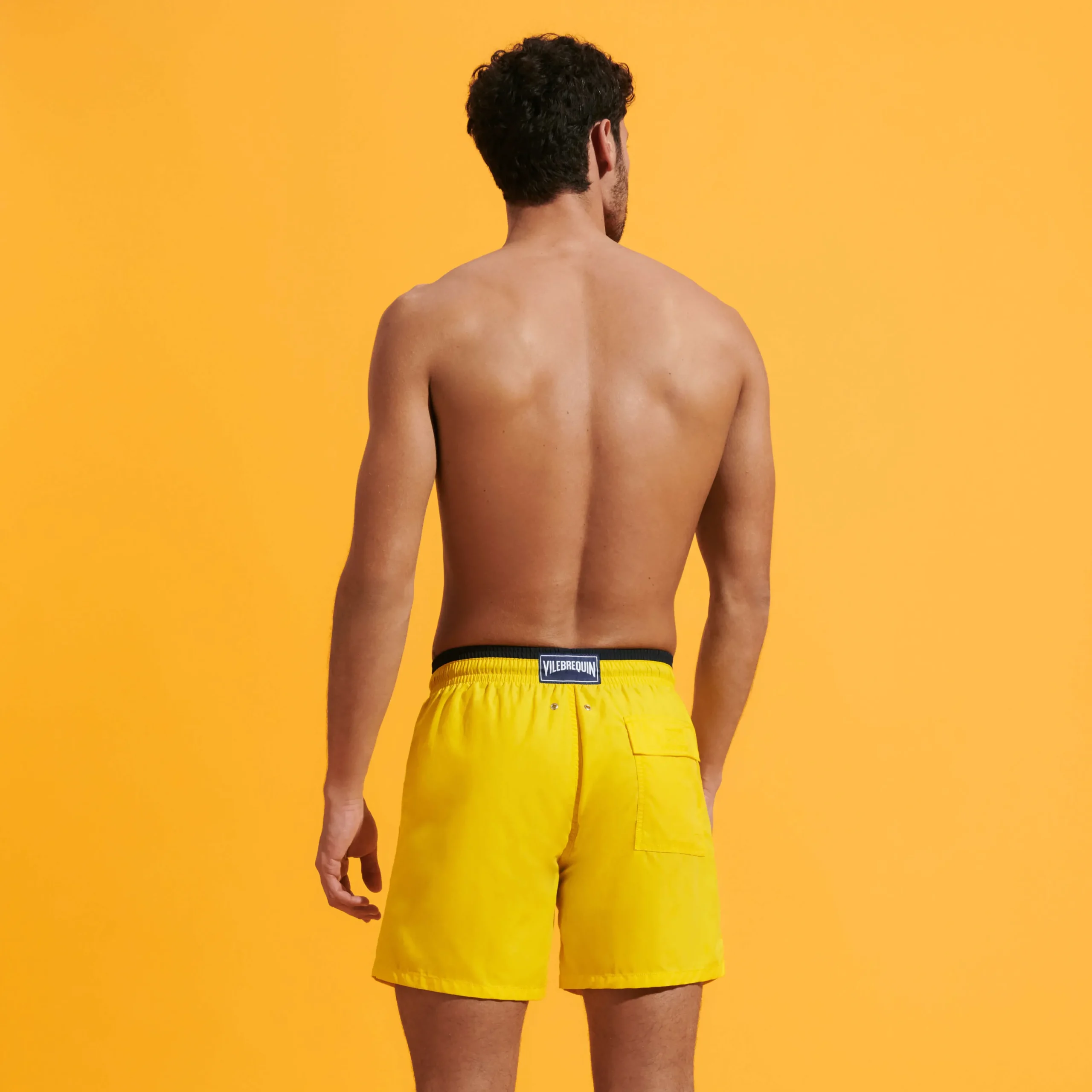 Cheap Vilebrequin Men Swim Trunks Bicolor Solid Bicolore Sun/Yellow