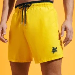 Cheap Vilebrequin Men Swim Trunks Bicolor Solid Bicolore Sun/Yellow