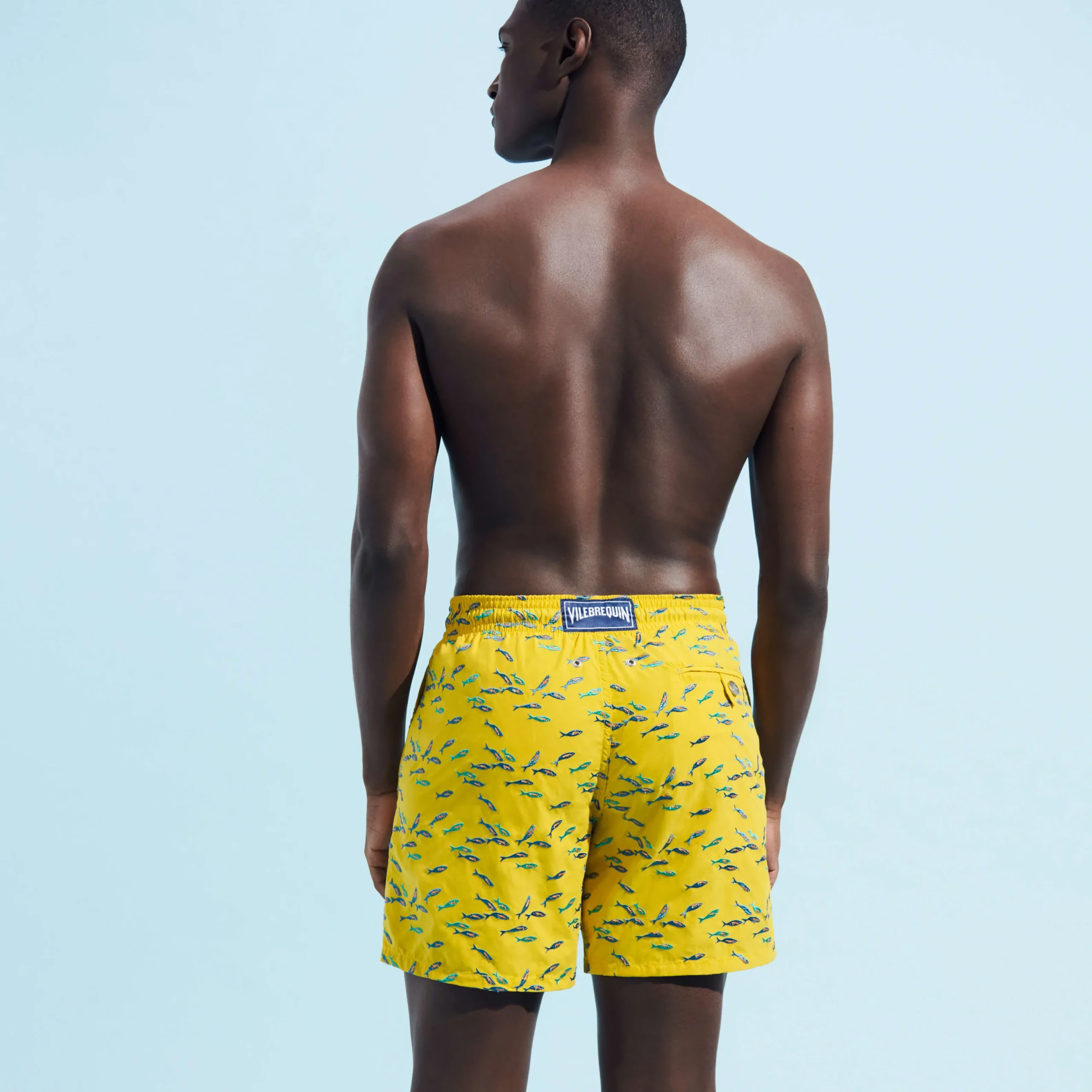 Best Vilebrequin Men Swim Trunks Embroidered Gulf Stream - Limited Edition Sunflower/Yellow