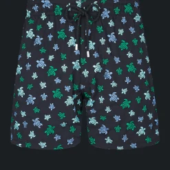 Best Vilebrequin Men Swim Trunks Embroidered Micro Ronde Des Tortues Rainbow - Limited Edition Black/Black