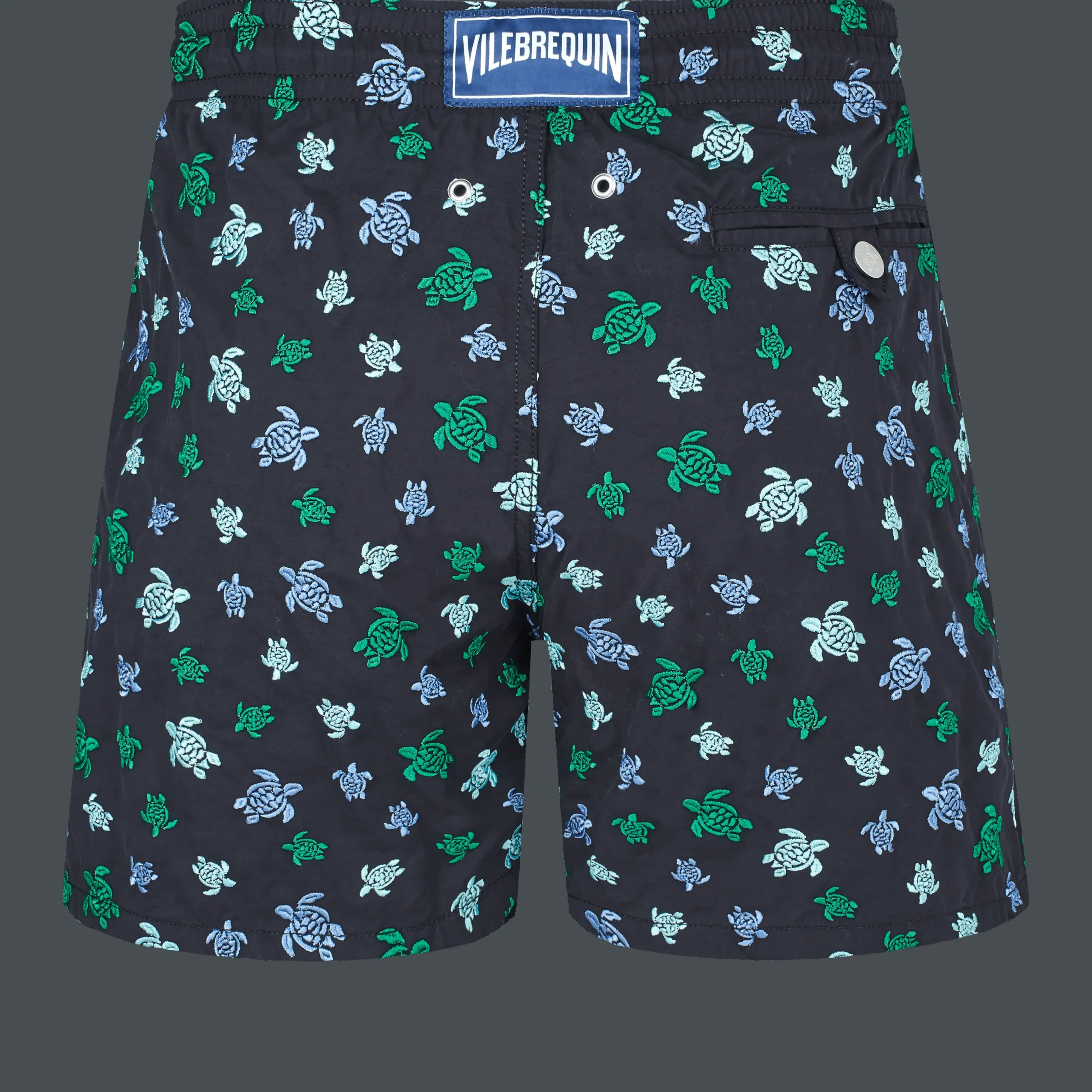 Best Vilebrequin Men Swim Trunks Embroidered Micro Ronde Des Tortues Rainbow - Limited Edition Black/Black