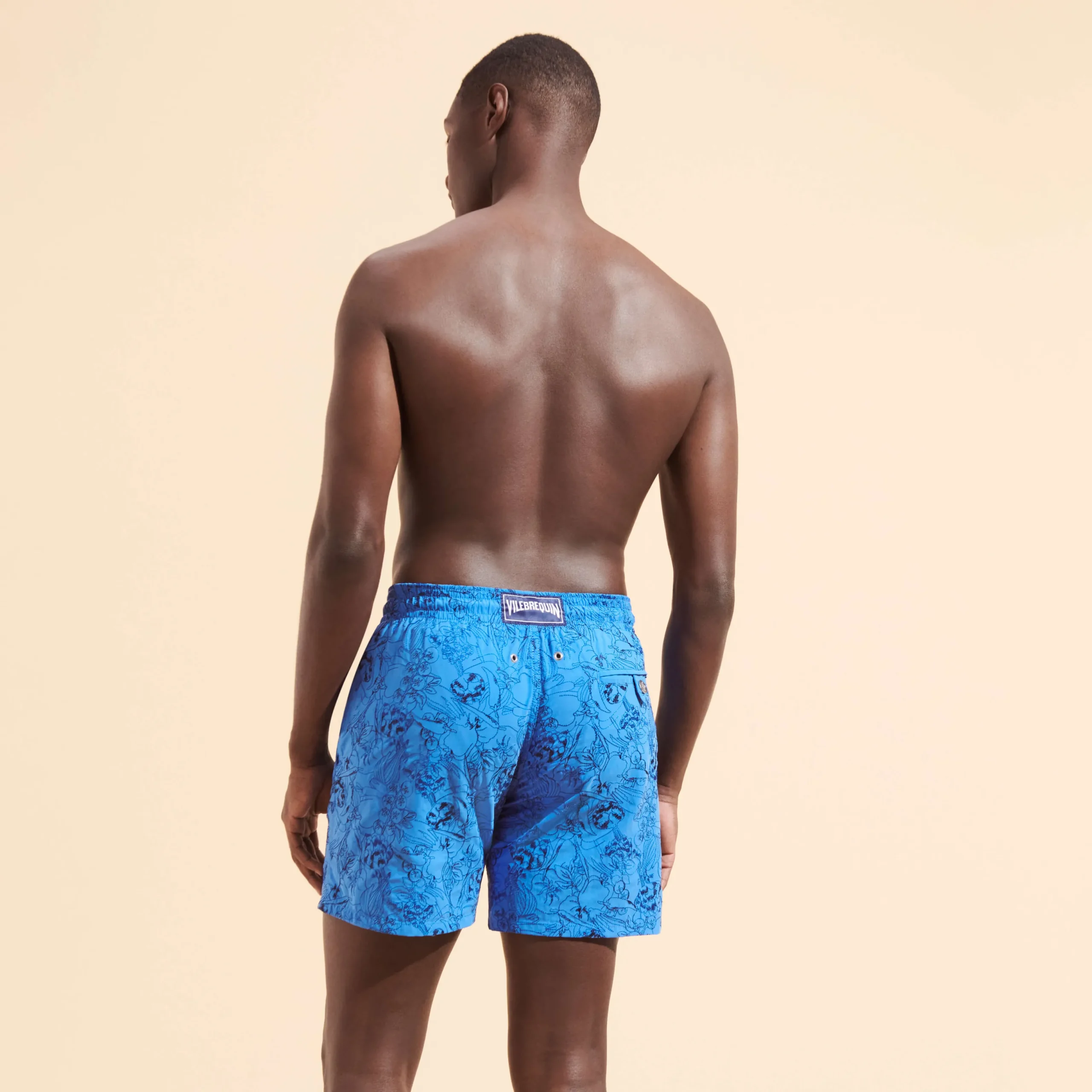 Online Vilebrequin Men Swim Trunks Embroidered Marche Provencal - Limited Edition Earthenware/Blue