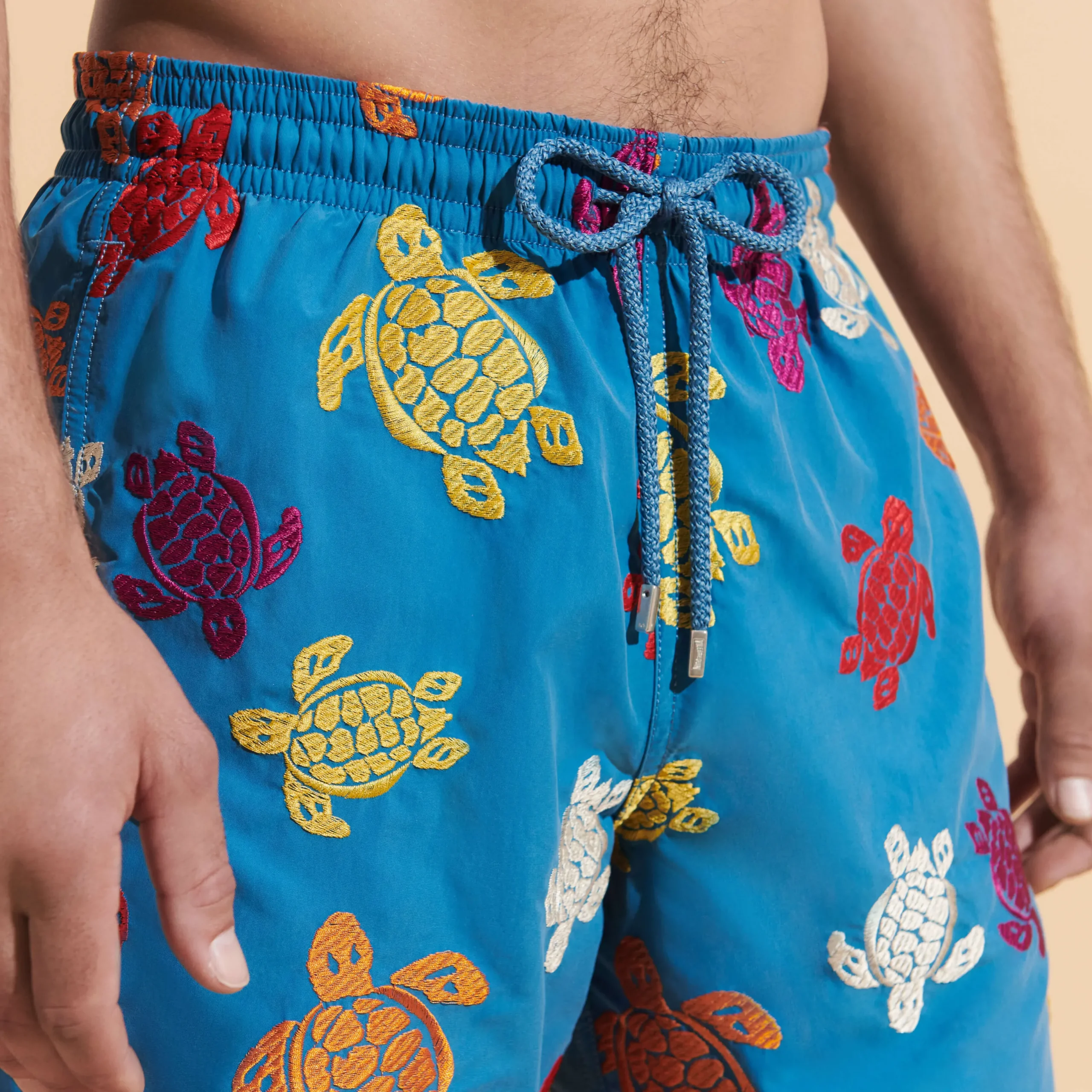 Hot Vilebrequin Men Swim Trunks Embroidered Ronde Tortues Multicolores - Limited Edition Calanque/Blue
