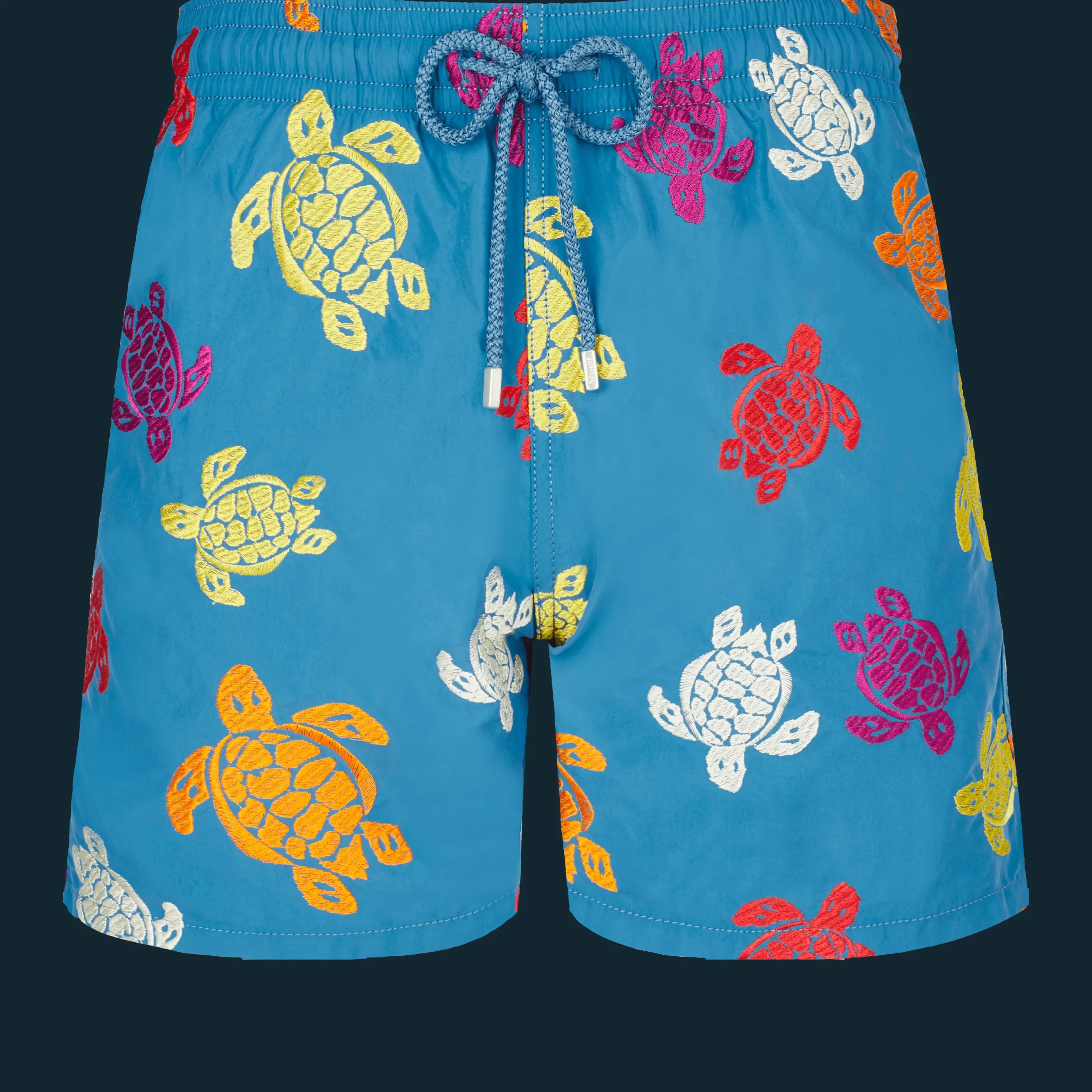 Hot Vilebrequin Men Swim Trunks Embroidered Ronde Tortues Multicolores - Limited Edition Calanque/Blue
