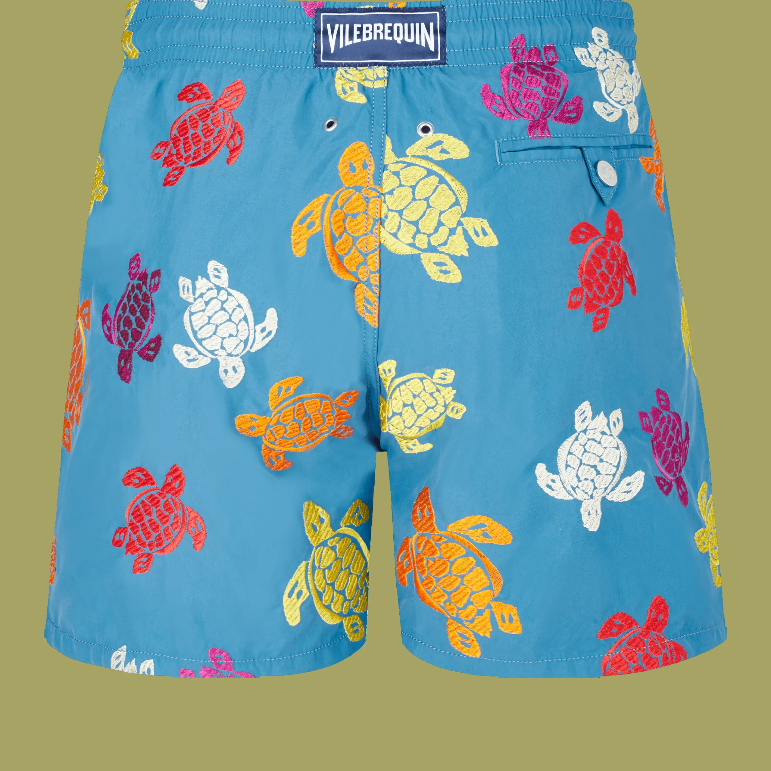 Hot Vilebrequin Men Swim Trunks Embroidered Ronde Tortues Multicolores - Limited Edition Calanque/Blue