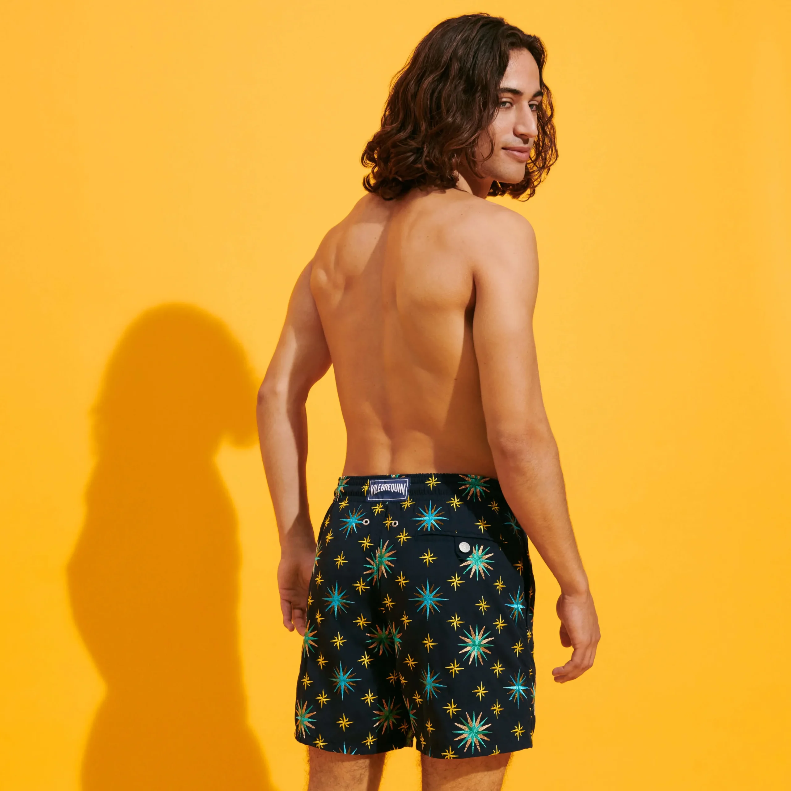 Discount Vilebrequin Men Swim Trunks Embroidered Sud - Limited Edition Navy/Blue