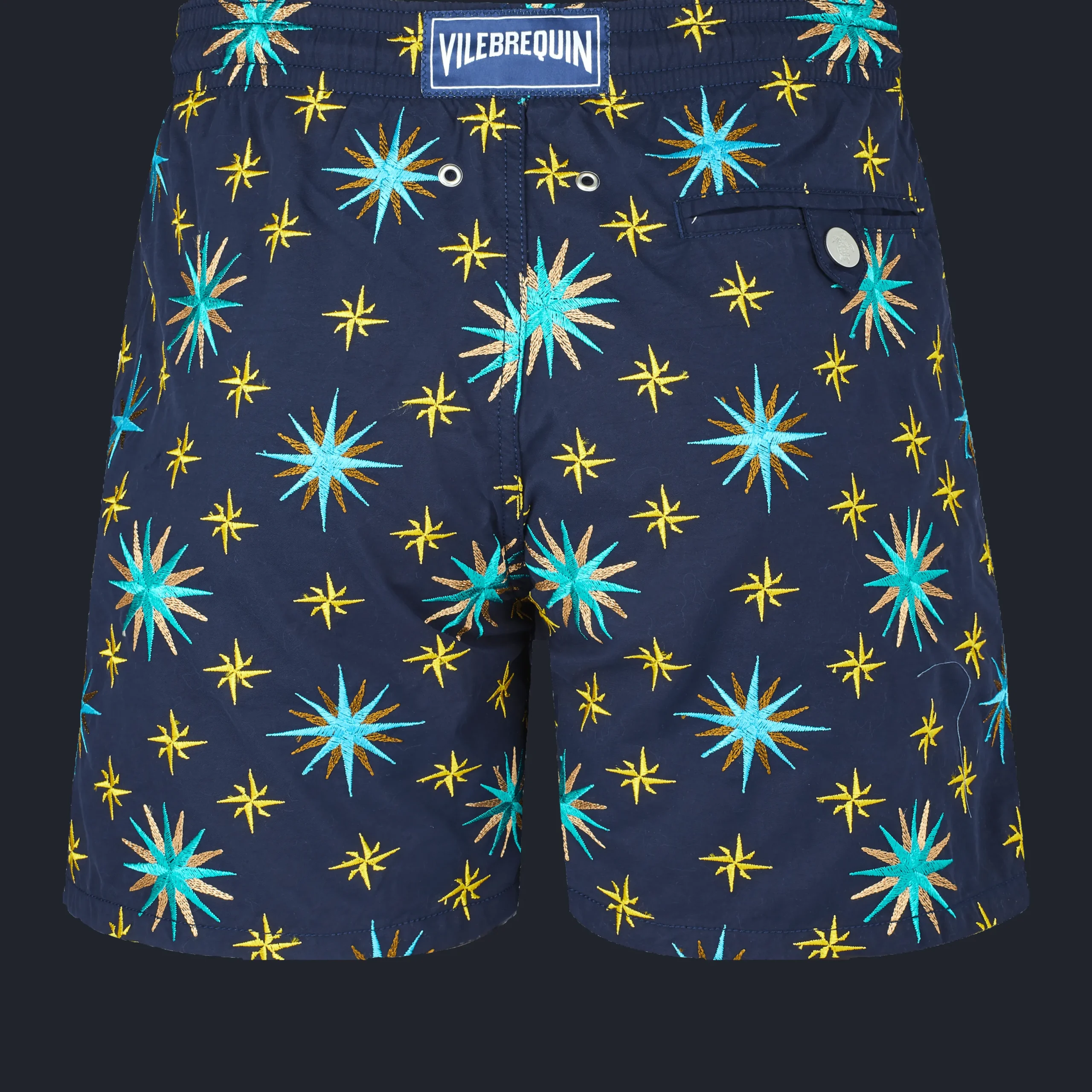 Discount Vilebrequin Men Swim Trunks Embroidered Sud - Limited Edition Navy/Blue