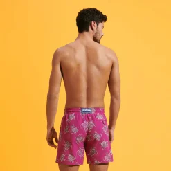 Cheap Vilebrequin Men Swim Trunks Embroidered Vbq Turtles - Limited Edition Crimson Purple/Red