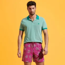 Cheap Vilebrequin Men Swim Trunks Embroidered Vbq Turtles - Limited Edition Crimson Purple/Red