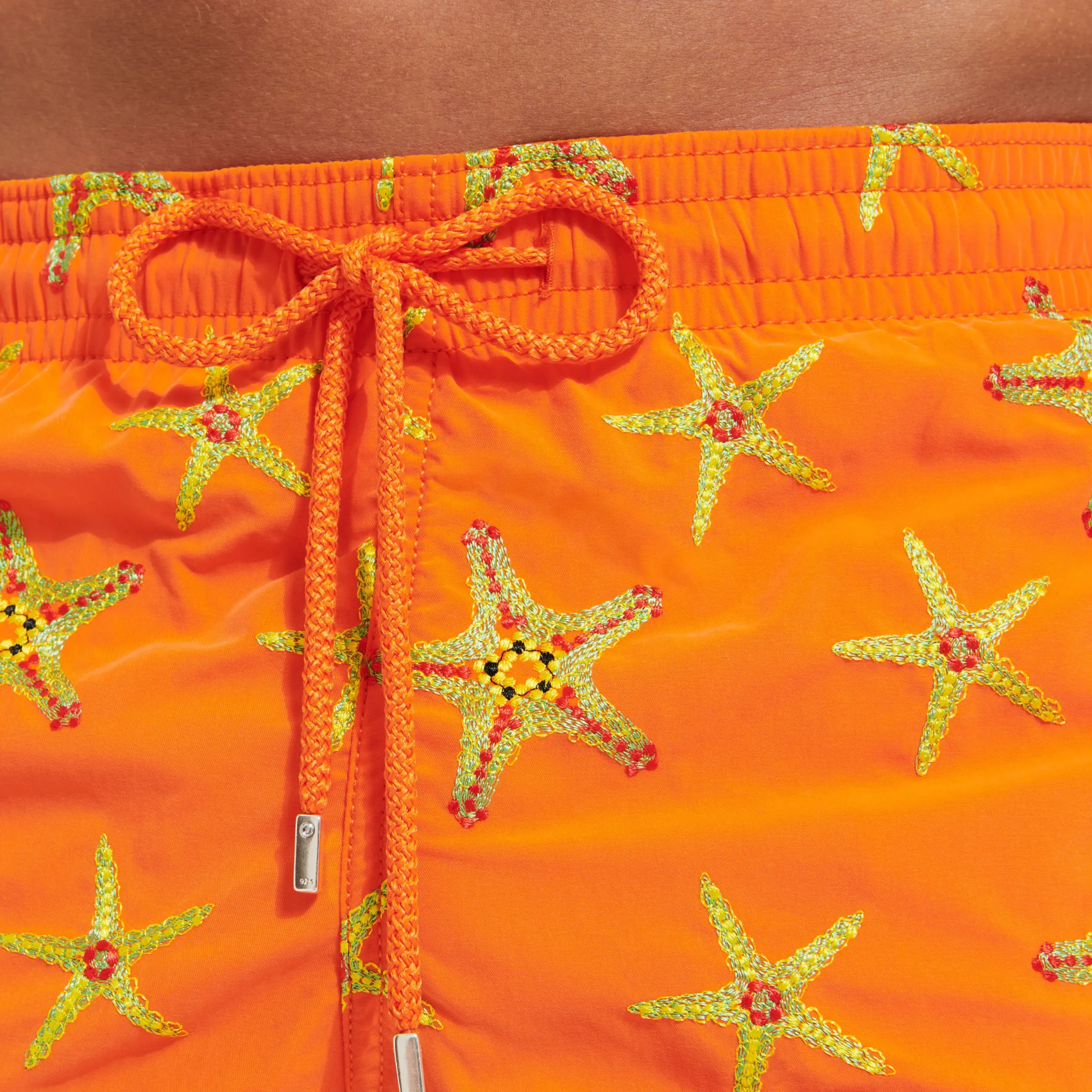 Discount Vilebrequin Men Swim Trunks Embroidered Starfish Dance - Limited Edition Tango/Orange