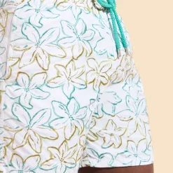 Flash Sale Vilebrequin Men Swim Trunks Embroidered Raiatea - Limited Edition White/White