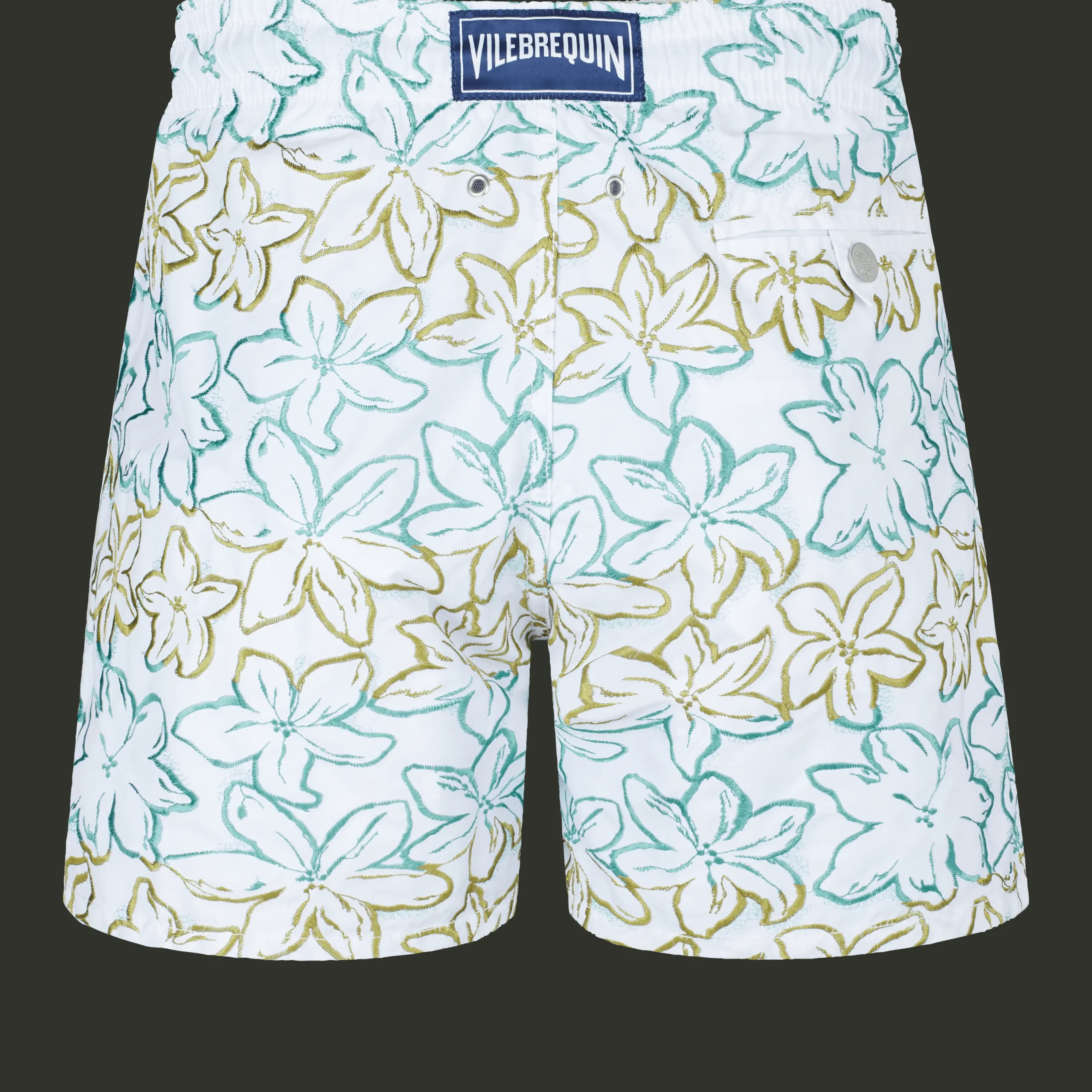 Flash Sale Vilebrequin Men Swim Trunks Embroidered Raiatea - Limited Edition White/White