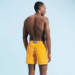 Cheap Vilebrequin Men Swim Trunks Embroidered Micro Ronde Des Tortues Rainbow - Limited Edition Carrot/Orange