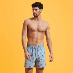 Best Sale Vilebrequin Men Swim Trunks Embroidered Naive Fish - Limited Edition Divine/Blue