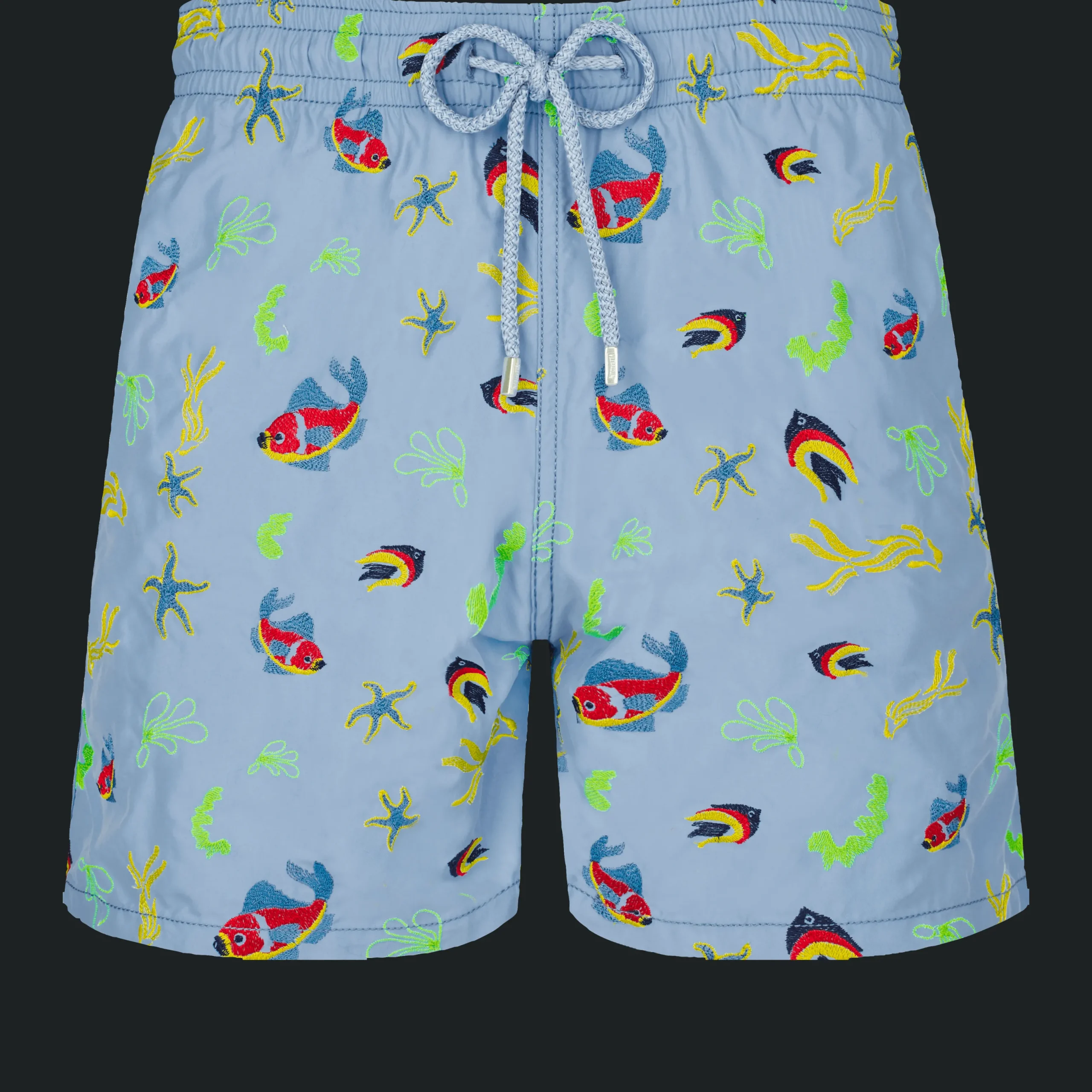 Best Sale Vilebrequin Men Swim Trunks Embroidered Naive Fish - Limited Edition Divine/Blue