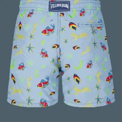 Best Sale Vilebrequin Men Swim Trunks Embroidered Naive Fish - Limited Edition Divine/Blue