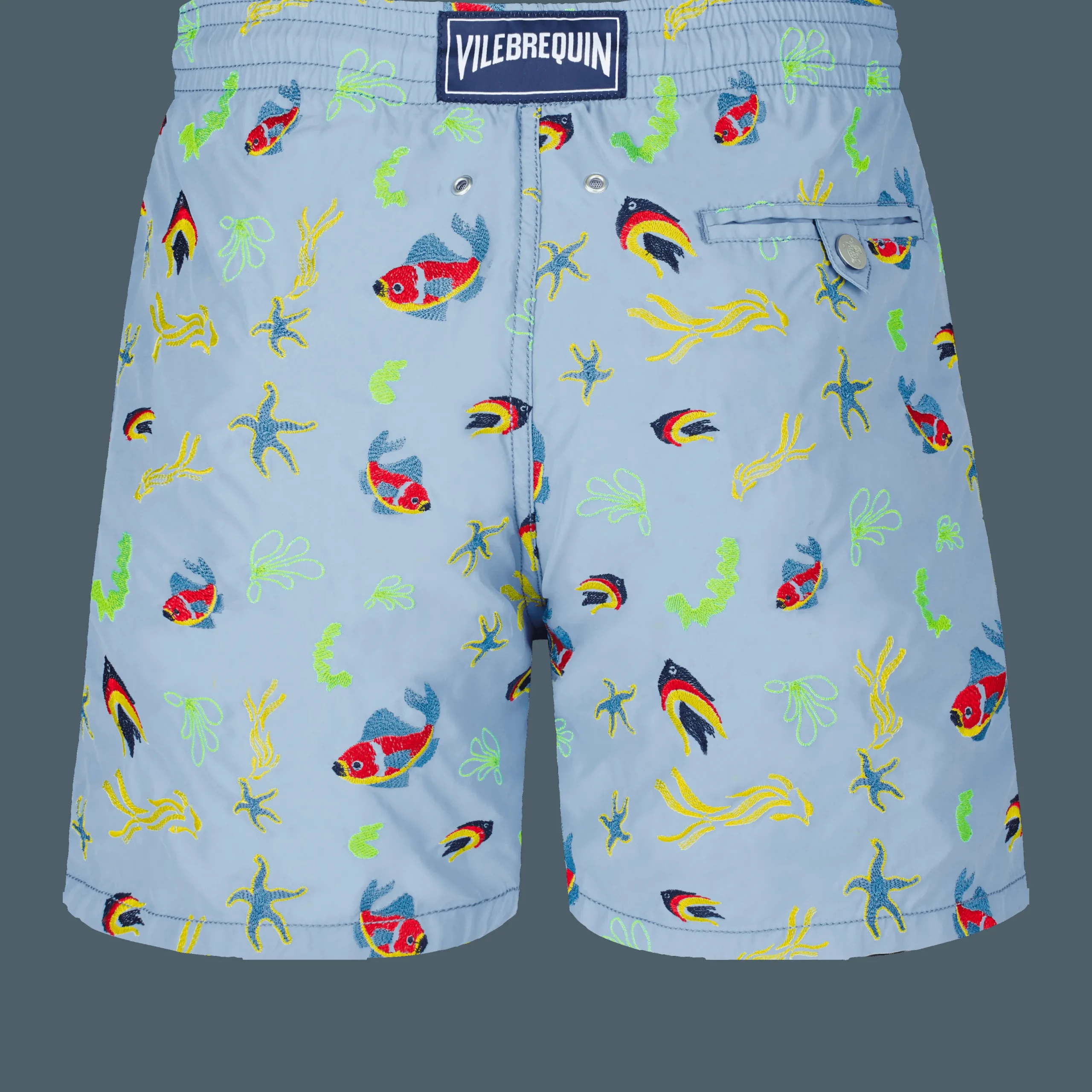 Best Sale Vilebrequin Men Swim Trunks Embroidered Naive Fish - Limited Edition Divine/Blue