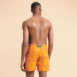 Discount Vilebrequin Men Swim Trunks Embroidered Poulpes Neon - Limited Edition Carrot/Orange