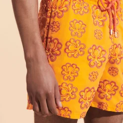 Discount Vilebrequin Men Swim Trunks Embroidered Poulpes Neon - Limited Edition Carrot/Orange