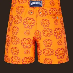 Discount Vilebrequin Men Swim Trunks Embroidered Poulpes Neon - Limited Edition Carrot/Orange