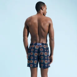 Discount Vilebrequin Men Swim Trunks Embroidered Poulpes Neon - Limited Edition Navy/Blue