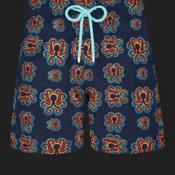 Discount Vilebrequin Men Swim Trunks Embroidered Poulpes Neon - Limited Edition Navy/Blue