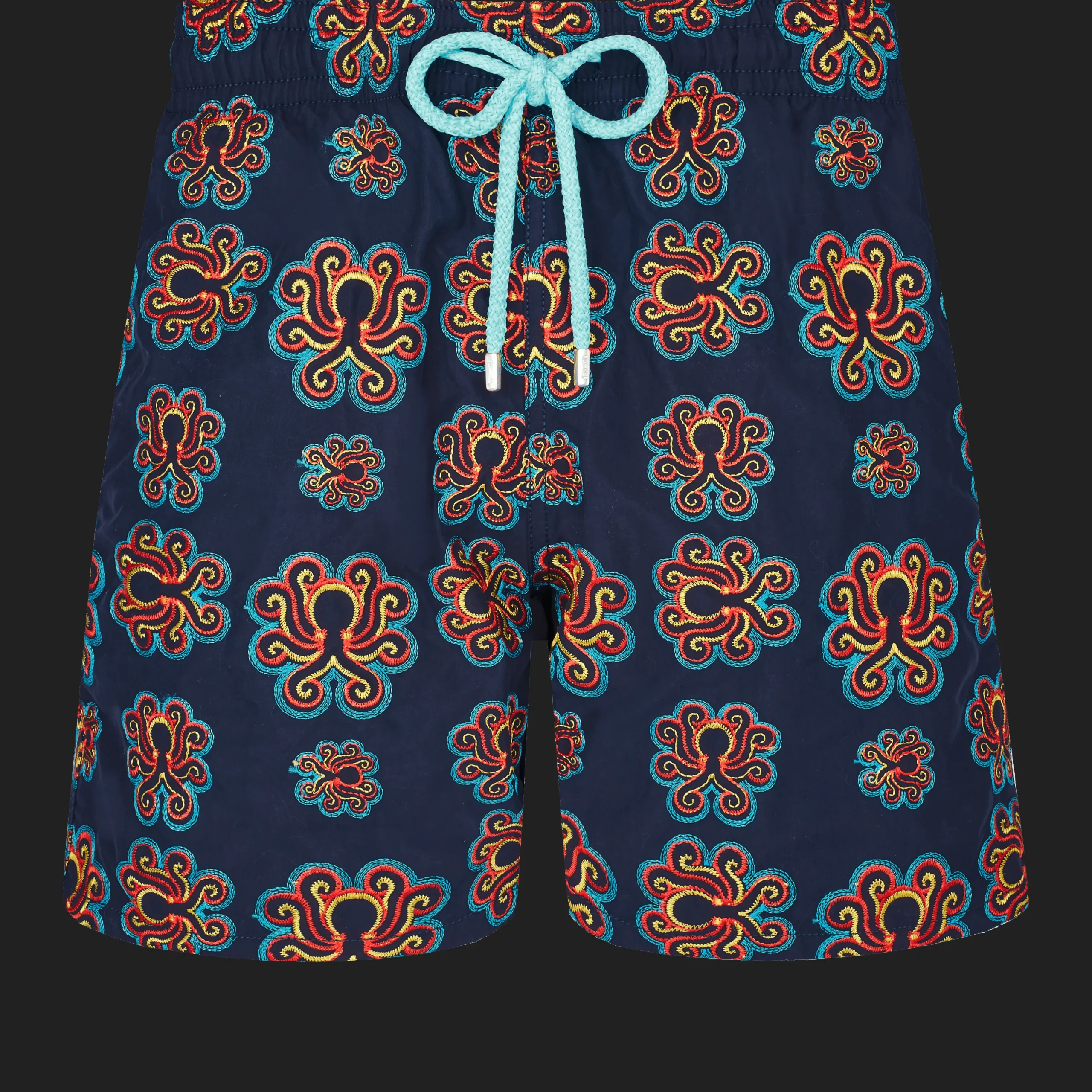 Discount Vilebrequin Men Swim Trunks Embroidered Poulpes Neon - Limited Edition Navy/Blue