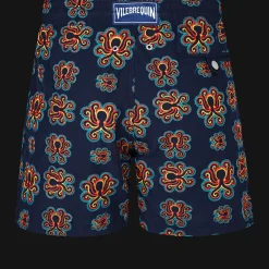 Discount Vilebrequin Men Swim Trunks Embroidered Poulpes Neon - Limited Edition Navy/Blue
