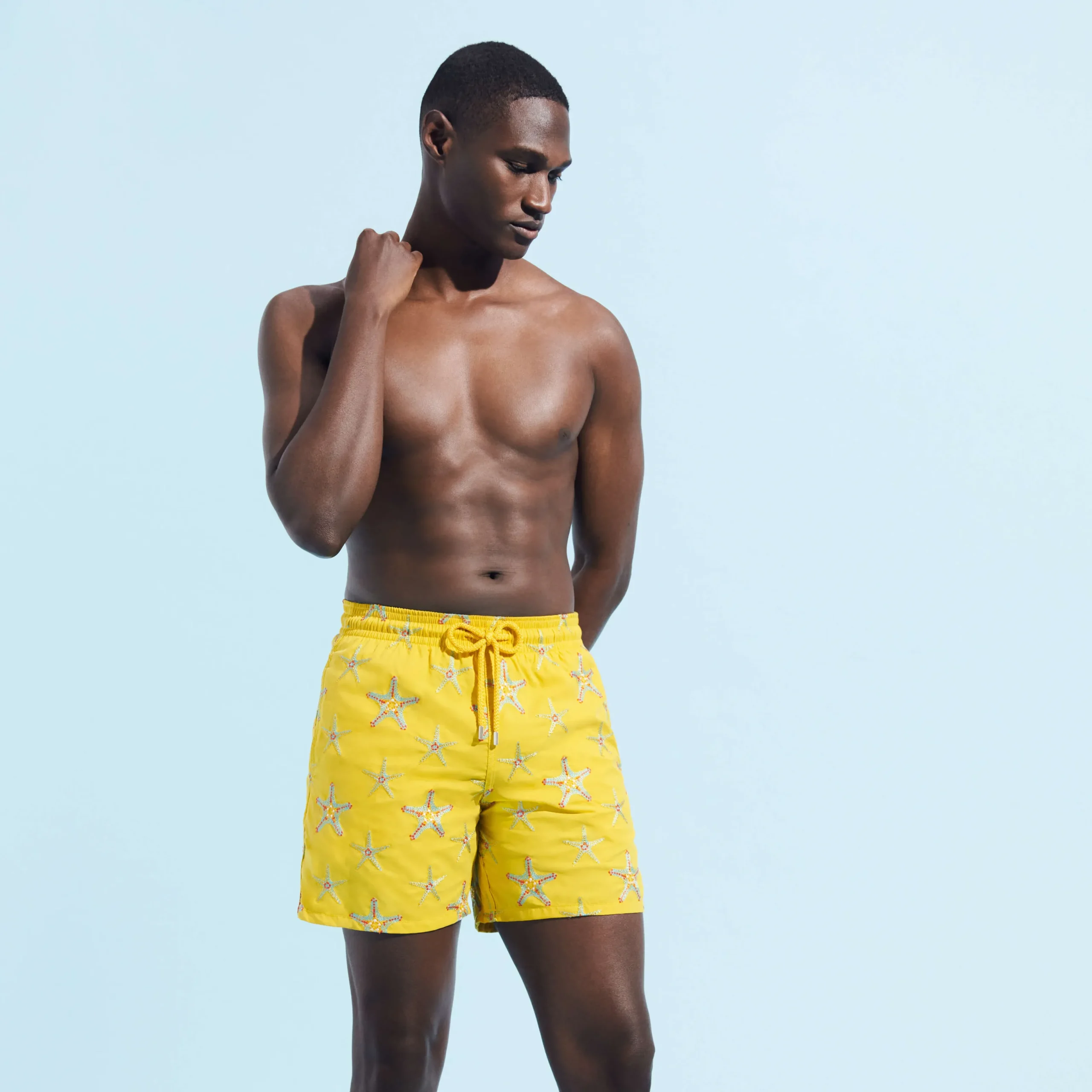 Flash Sale Vilebrequin Men Swim Trunks Embroidered Starfish Dance - Limited Edition Sunflower/Yellow