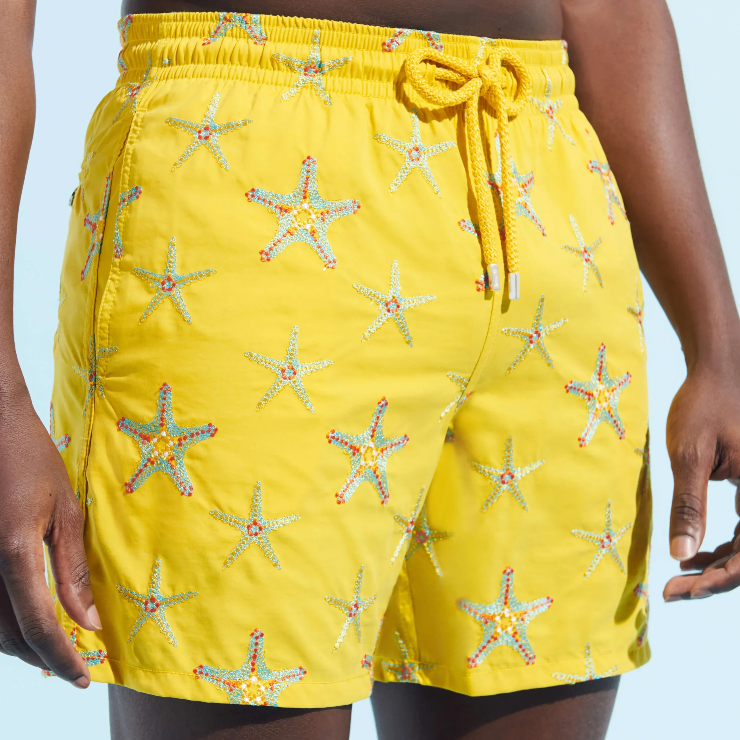 Flash Sale Vilebrequin Men Swim Trunks Embroidered Starfish Dance - Limited Edition Sunflower/Yellow