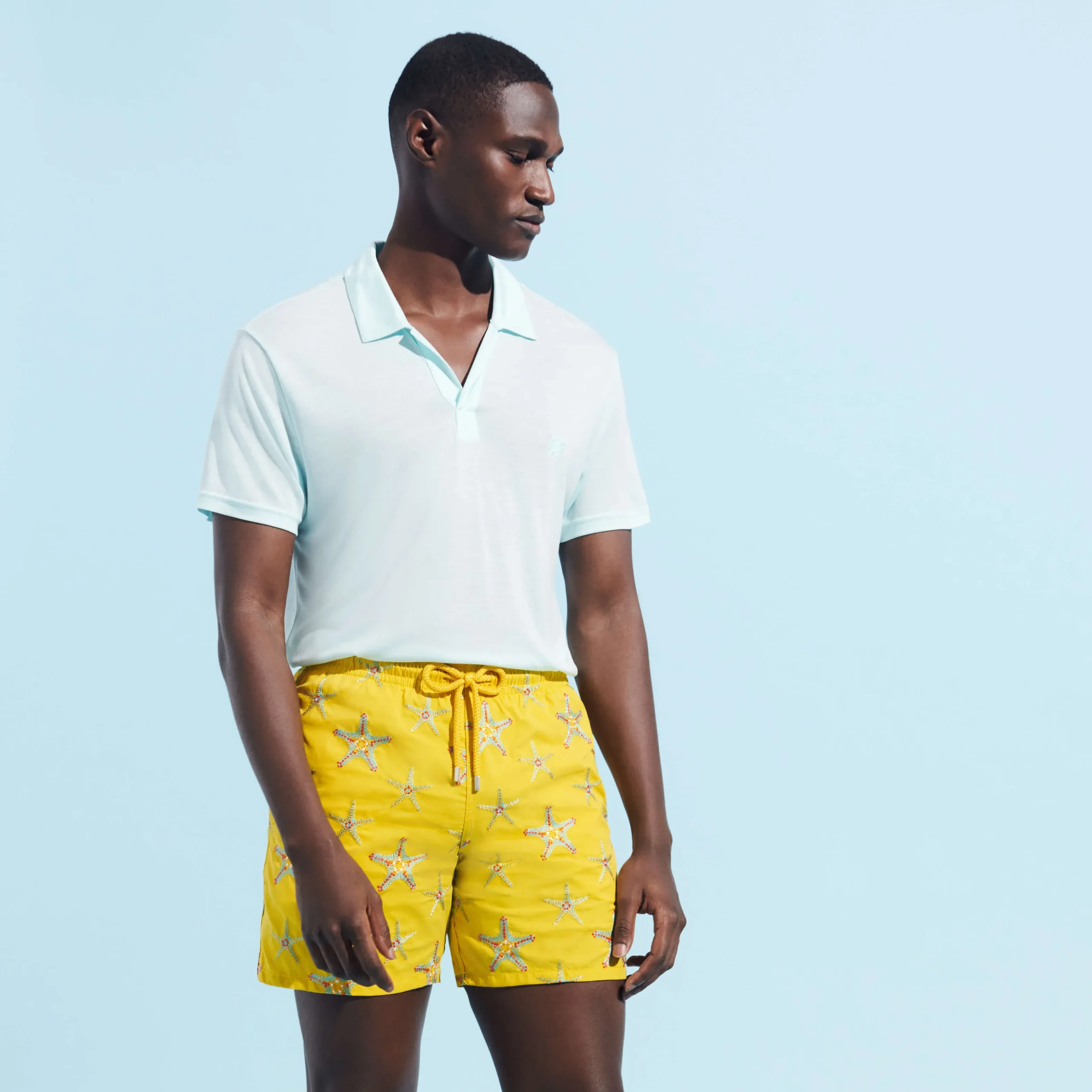Flash Sale Vilebrequin Men Swim Trunks Embroidered Starfish Dance - Limited Edition Sunflower/Yellow