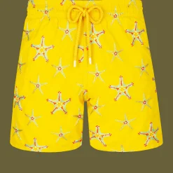 Flash Sale Vilebrequin Men Swim Trunks Embroidered Starfish Dance - Limited Edition Sunflower/Yellow