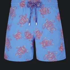 Outlet Vilebrequin Men Swim Trunks Embroidered Vbq Turtles - Limited Edition Earthenware/Blue