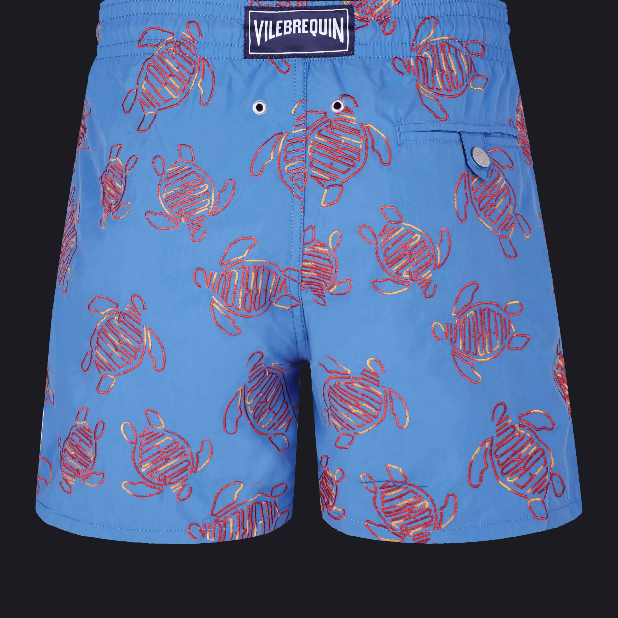 Outlet Vilebrequin Men Swim Trunks Embroidered Vbq Turtles - Limited Edition Earthenware/Blue