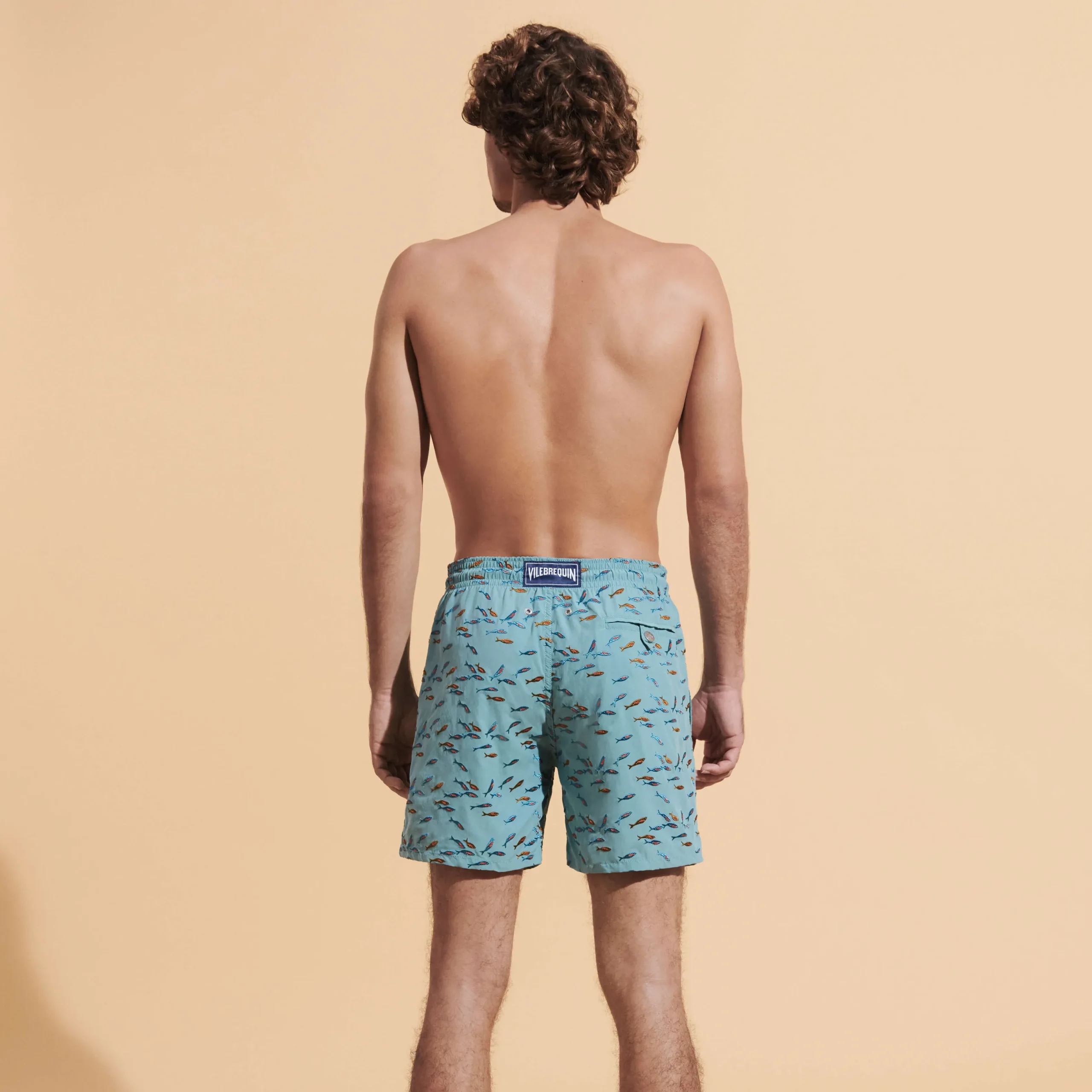 Cheap Vilebrequin Men Swim Trunks Embroidered Gulf Stream - Limited Edition Foam/Blue